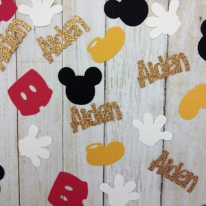 Custom Name Confetti, Mickey Mouse Table Scatter,Mickey Mouse Inspired Party Decor,Mickey Mouse Confetti,Mickey Mouse Theme, Custom Confetti