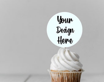Custom Cupcake Toppers, with your image text or logo, 12 QTY