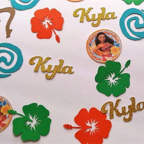 Personalized Moana Inspired Confetti, Moana Birthday Party, Custom Name Confetti, Moana Party Supplies, Table Centerpieces, Table Scatter,