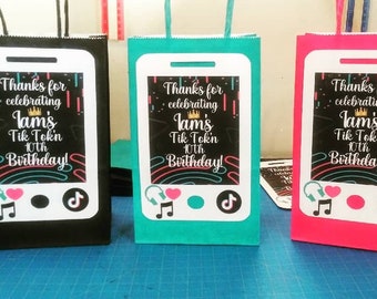 Tik Tok'n Personalized favor bags, Tik Tok Party, Tik Tok Party Supplies, Party Supplies,Gift Bags, Party Favors, Party Favor Bags