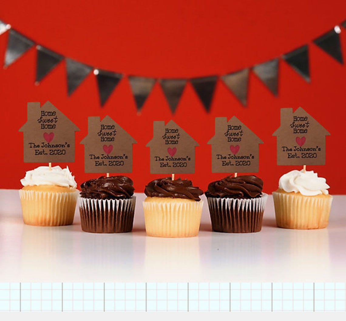 Personalized Housewarming Cupcake Toppershousewarming Party Etsy