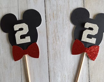 12 Mickey Mouse Cupcake Toppers with Custom Age