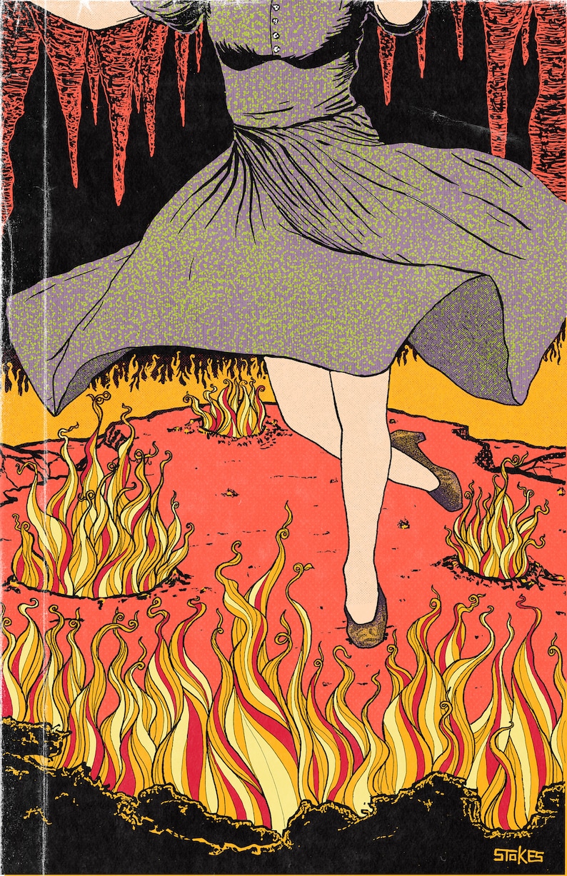 11x17 Art Print Dance Your Cares Away Lava Fire Cave