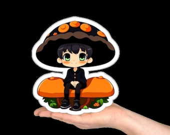 Anime Boy sitting in a mushroom
