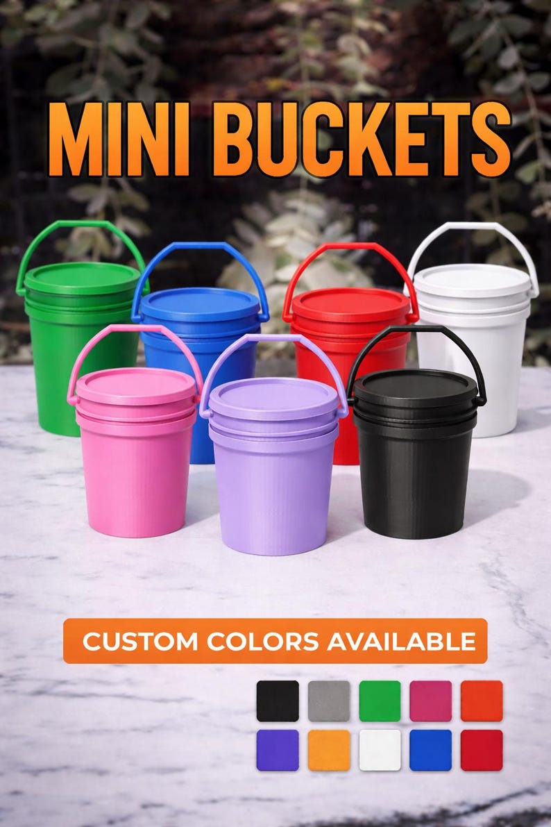 Bucket Color Code Custom Color Mini Buckets With Lids | Party Favors, Craft Storage - Etsy