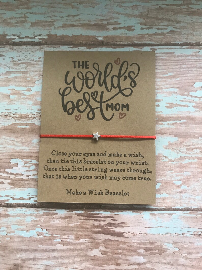 Wish Bracelet, Worlds Best Mom Wish Card, Valentines Gift Bracelet ...