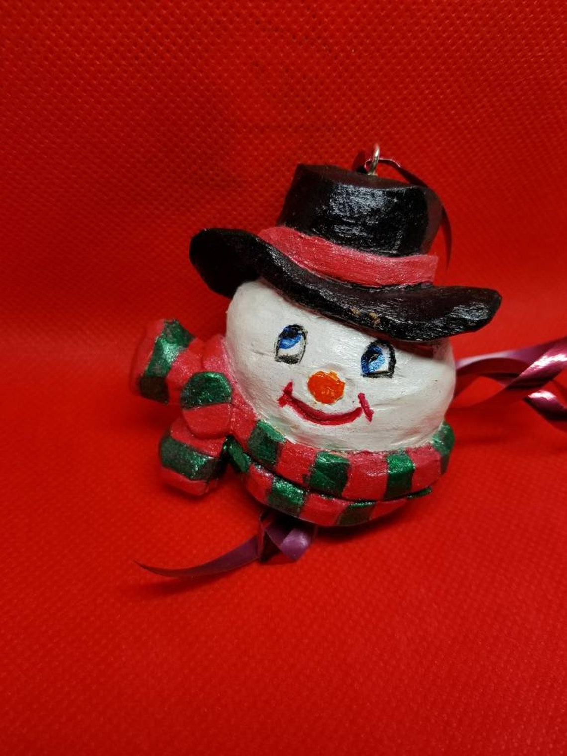 Hand Carved Wooden Frosty Ornament Etsy UK