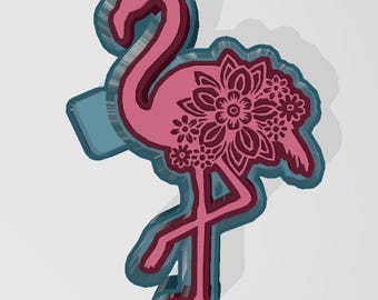 Mandala Floral Flamingo Silicone Freshie Mold