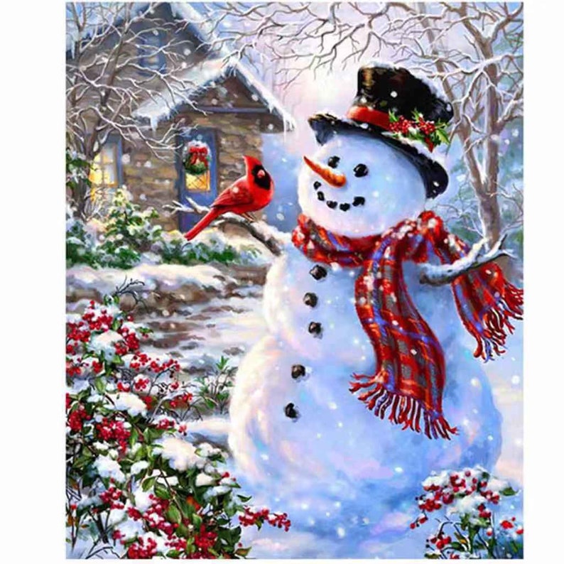 Christmas snowman gift 5d diy diamond painting full  etsy Christmas snowman gift 5d diy diamond painting full  etsy