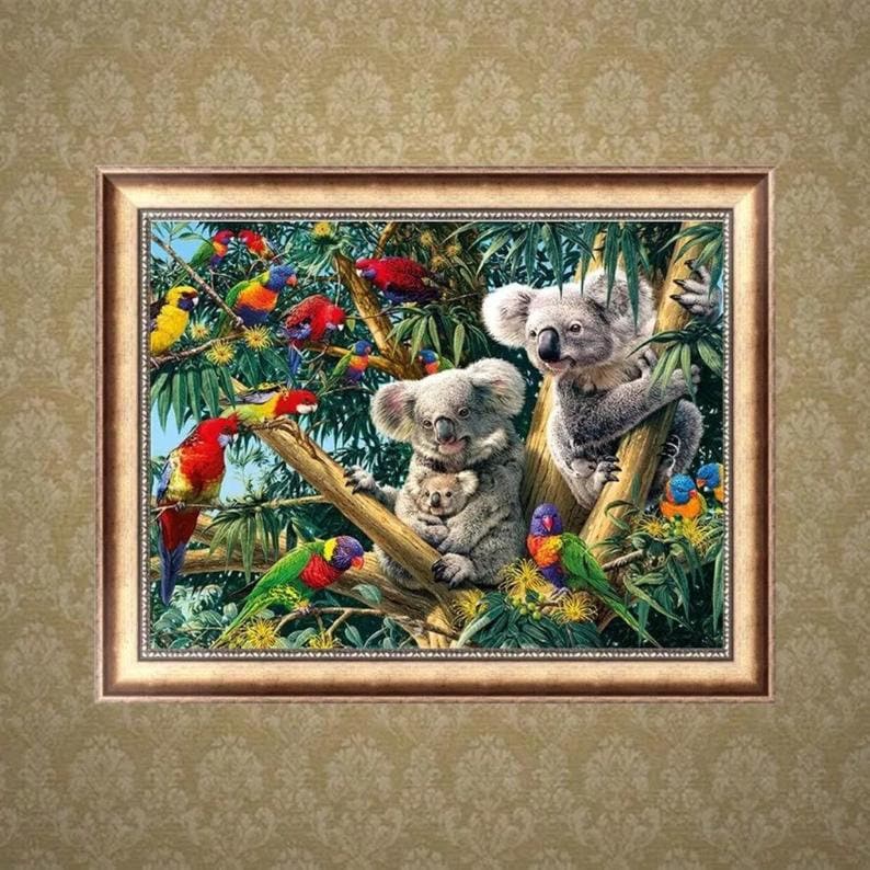 5D DIY Diamond Painting Parrots and Koala Bears Easy to make Etsy