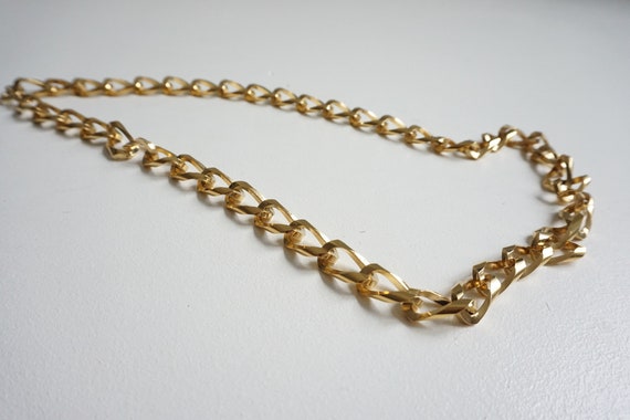 vintage chunky gold chain link necklace - image 7