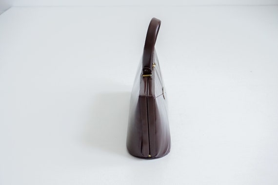 vintage 1960s brown vinyl top handle handbag | lo… - image 3