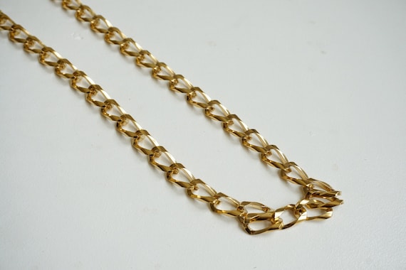 vintage chunky gold chain link necklace - image 1