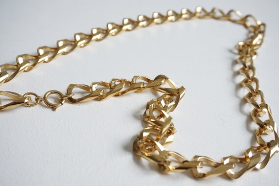 vintage chunky gold chain link necklace - image 3