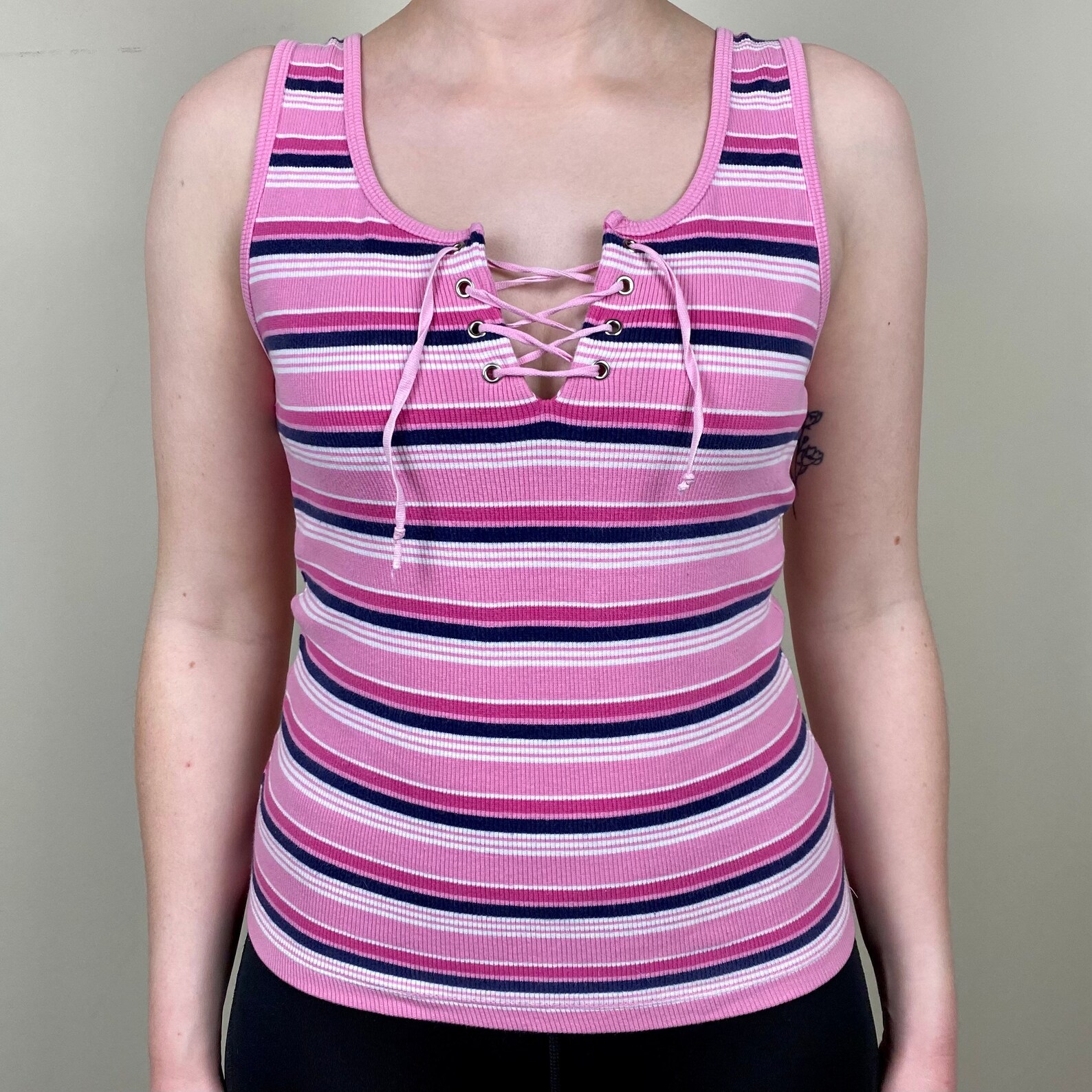 Y2K Lace Front Tank Top Vintage Top Size Medium Pink Etsy