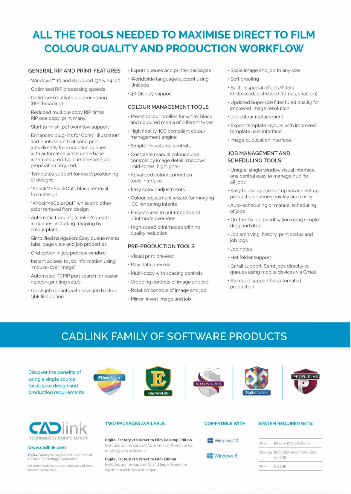 Cadlink Digital Factory V10 DTF direct 
