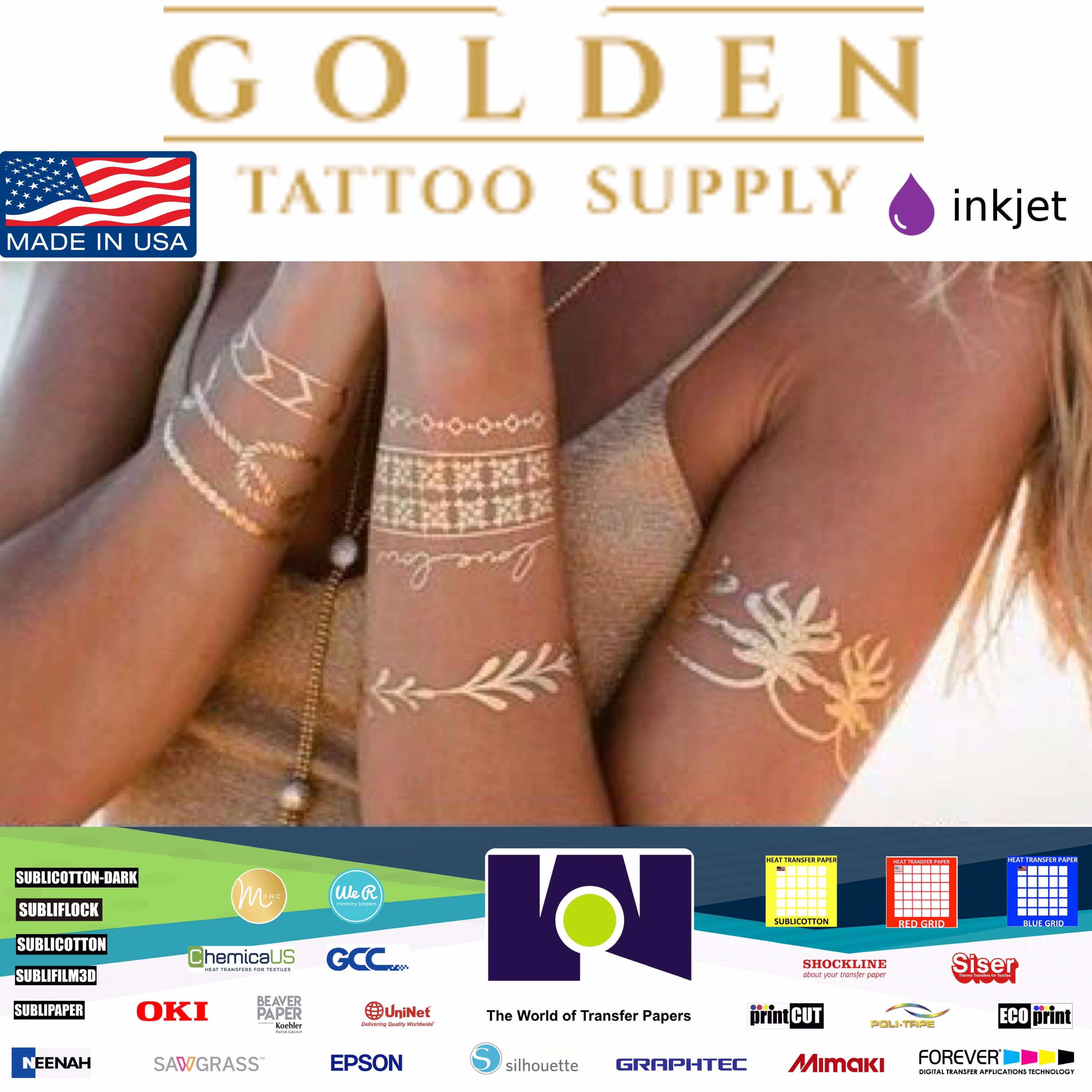 Silhouette 8.5X11 Temporary Tattoo Paper 2-pkg-gold
