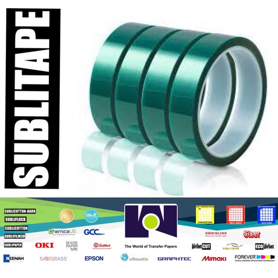 SUBLITAPE Heat Press Tape Dye Sublimation for Mugs, 3D Printer 20mmx33m  100ft 4 Rolls GREEN 