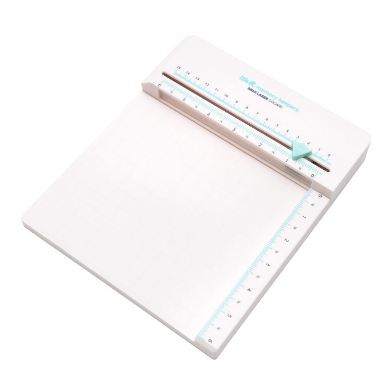 We R Memory Keepers, Mini Guillotine Cutter, White, 6 x 8.5, Stack Paper  Cutter and Trimmer, Scrapbooking, and Crafting Tool with Built in Ruler