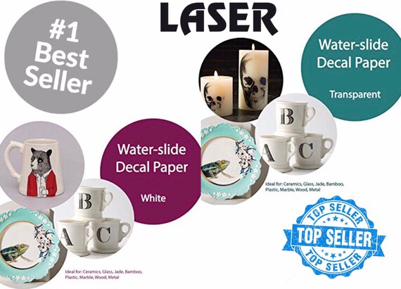 LASER Waterslide DECAL Paper WHITE, 20 Sh, 8.5 X 11 Top Seller 