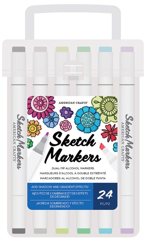 American Crafts - Sketch Markers Collection - Dual Tip - Chisel and Fine  Point - 80 Color Pack