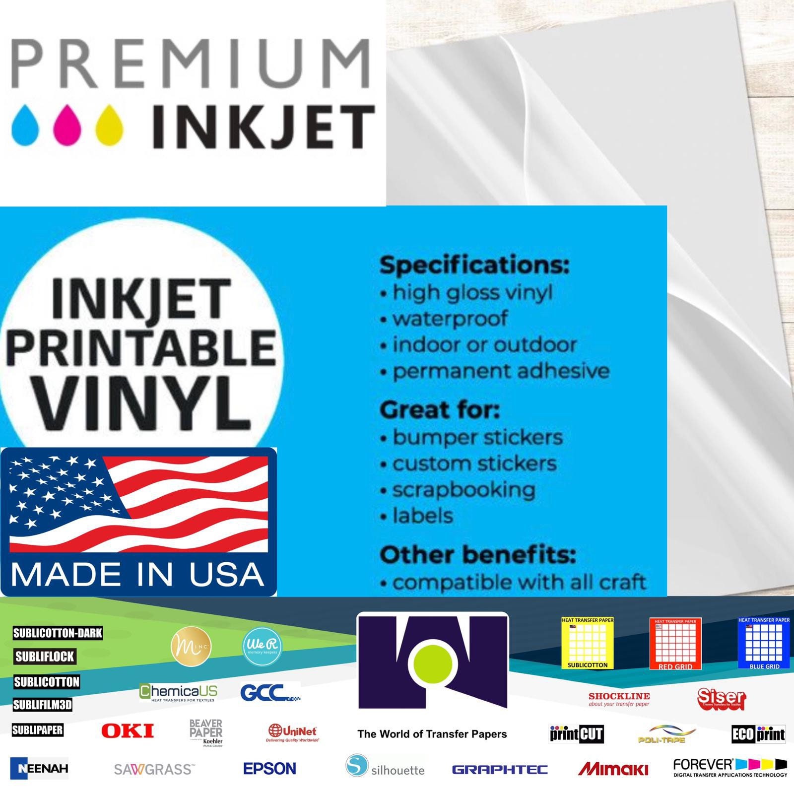Sticker Paper Printable Vinyl for Inkjet Printer, 60 Sheets Glossy  Self-Adhesive Waterproof Quick-Drying Tear-Resistant Sticker Printer Paper  8.5x11 Inches - Yahoo Shopping