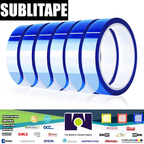 SUBLITAPE Heat Press Tape Dye Sublimation for Mugs, 3D Printer 20mmx33m  100ft 6 Rolls BLUE 