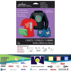 Jolee's Easy Image Transfer 8.5x11 3 Sh/pkg Glitter for Dark Fabric 56 ...