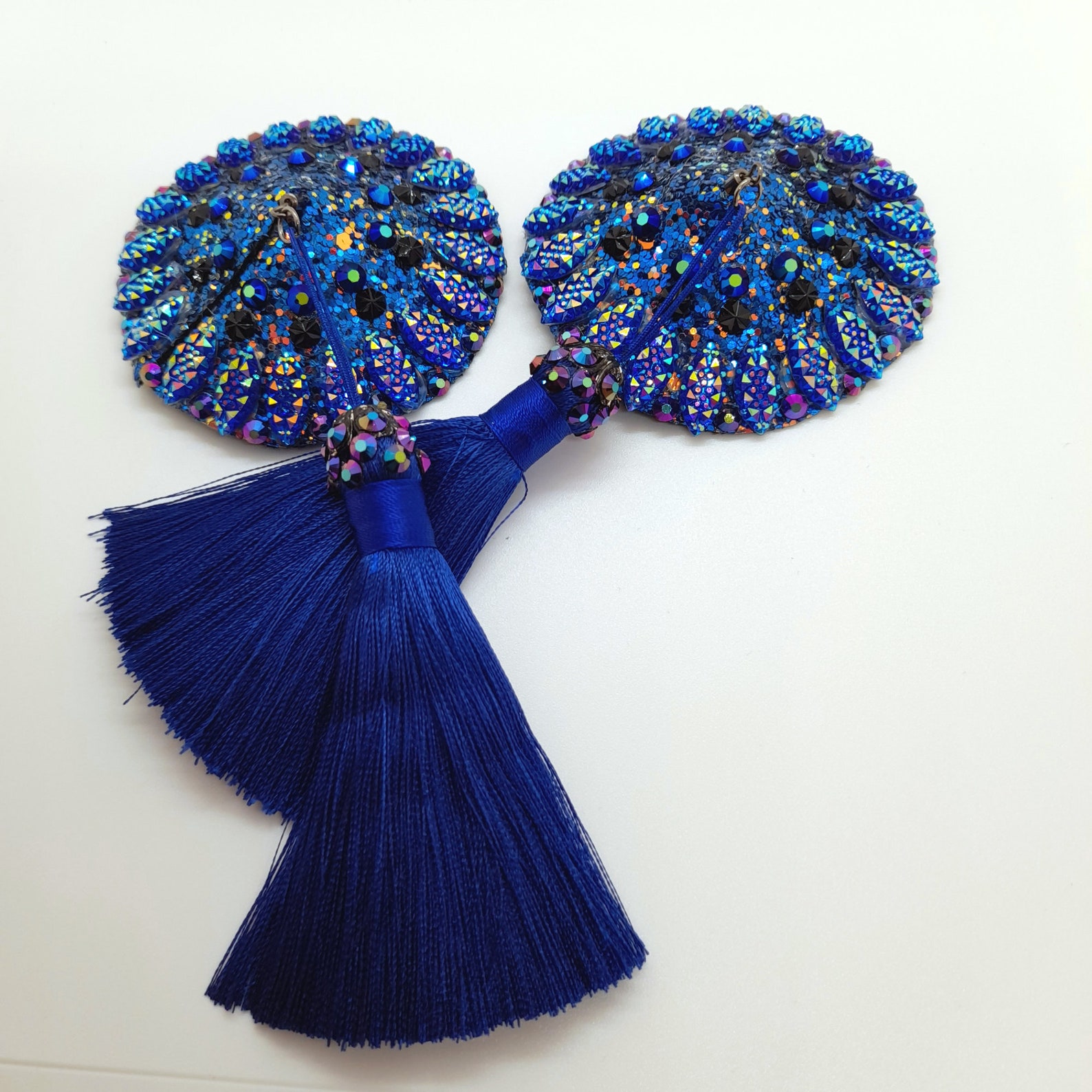 Blue Razzle Dazzle Burlesque nipple tassels pasties bridal | Etsy