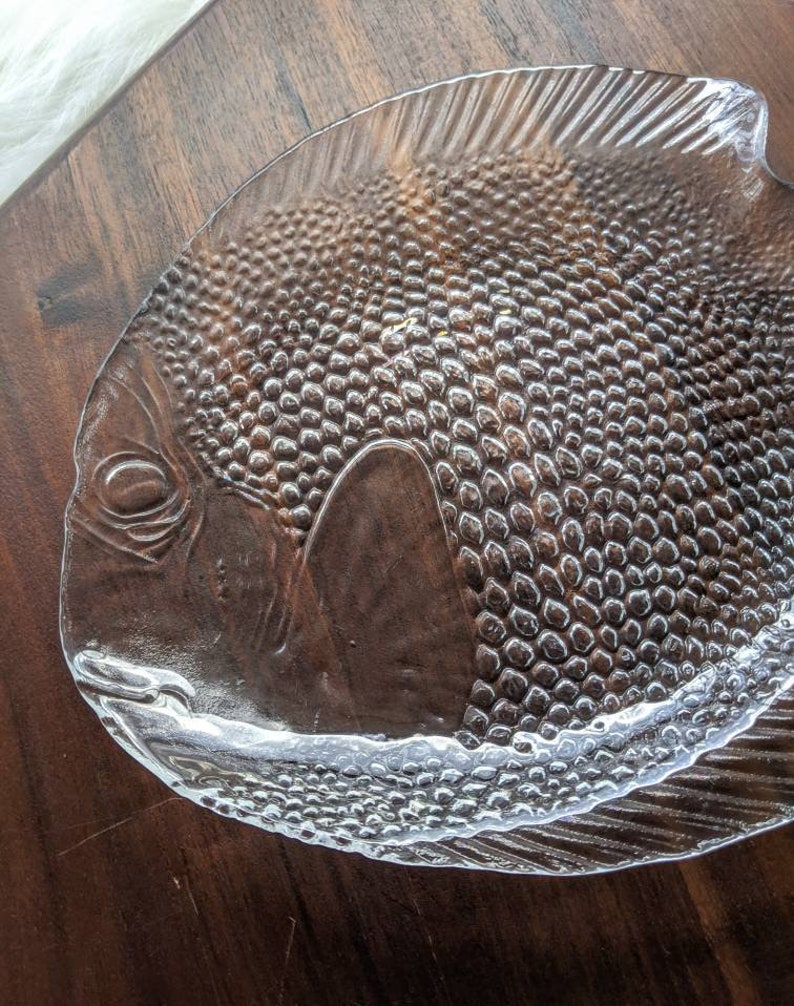 Vintage Glass Fish Dish Tray // Vanity Tray Dish Catch All // Etsy