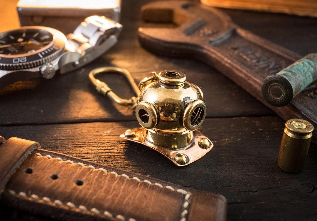 Brass Mini Nautical Diving Helmet Keychain U.S. Navy Mark V Etsy