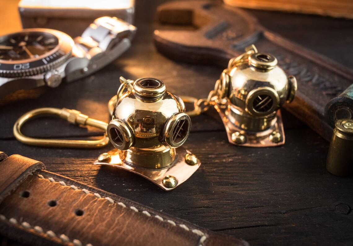 Brass Mini Nautical Diving Helmet Keychain U.S. Navy Mark V Etsy