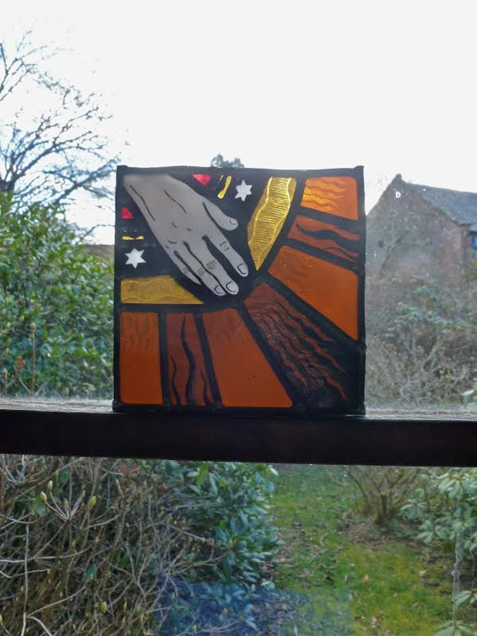 Hand of God Stained Glass Panel Etsy