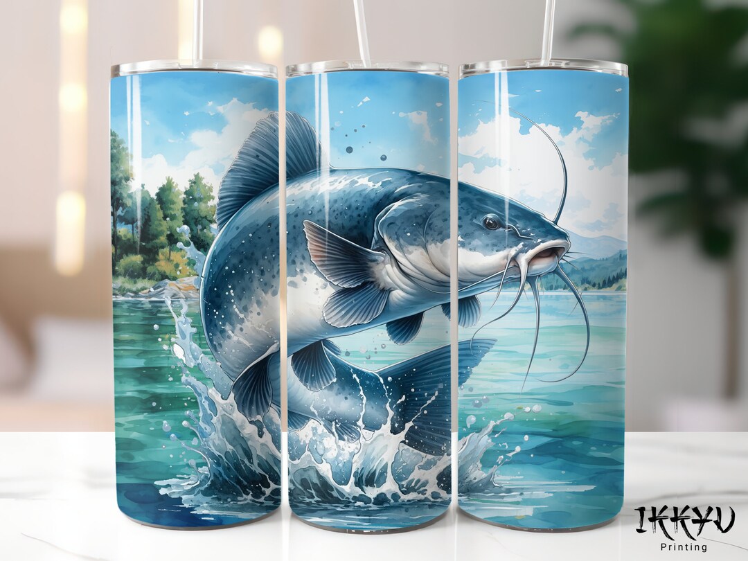 Flathead Catfish Fish Jumping Fishing Fisherman 20 Oz Skinny Tumbler