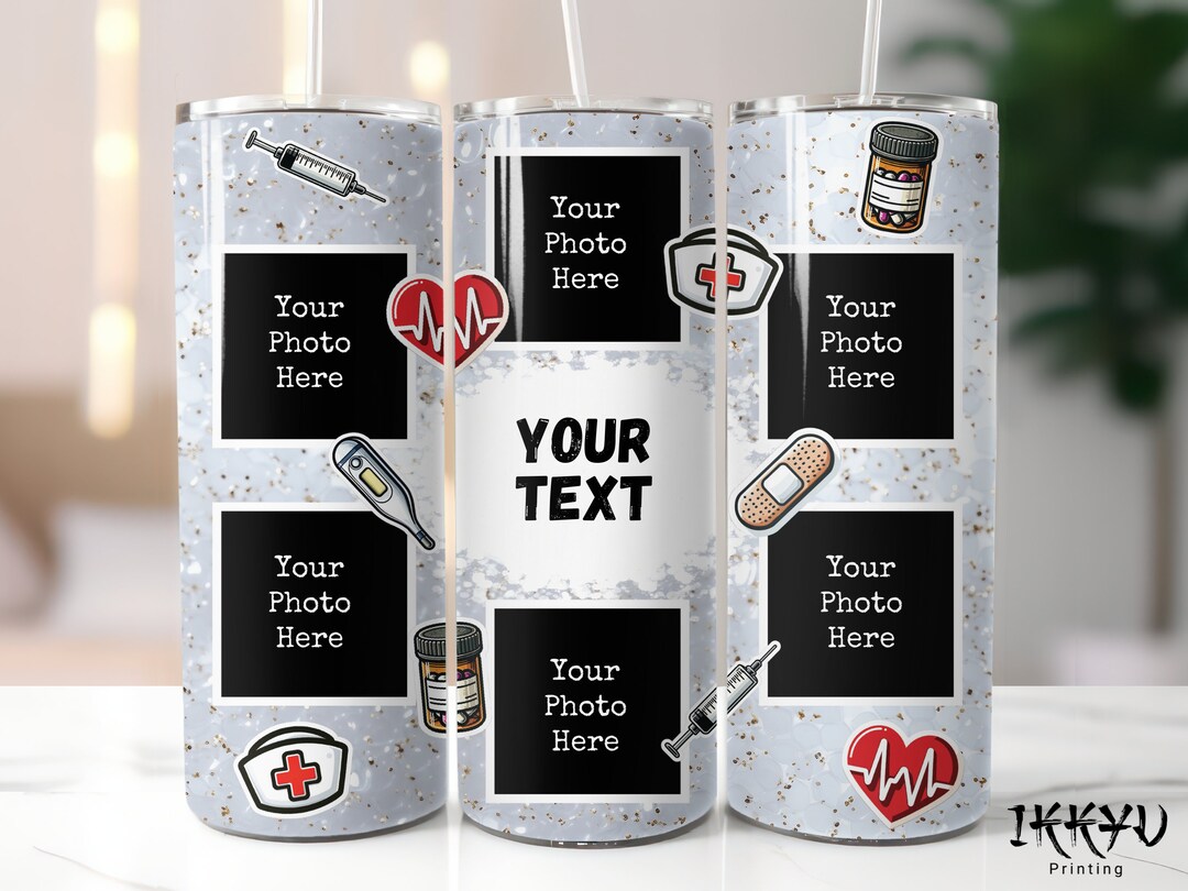Nurse Photo Frame 6 Pictures Collage Tumbler Seamless 20 Oz Skinny