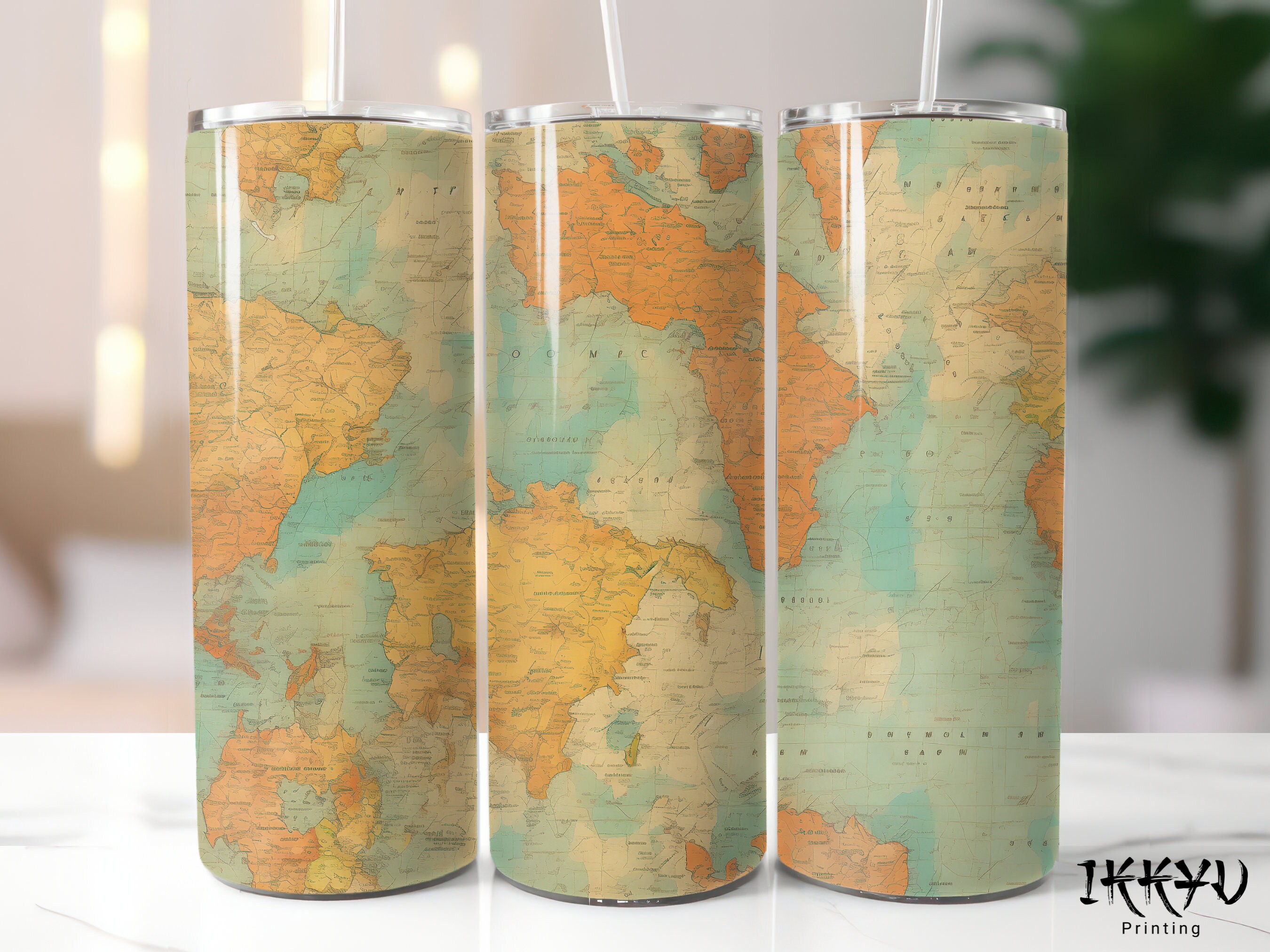 Vintage Retro World Map Seamless Tumbler 20 Oz Skinny Tumbler Wrap ...