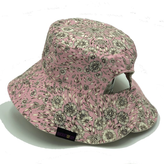 womens bucket hat with ponytail hole