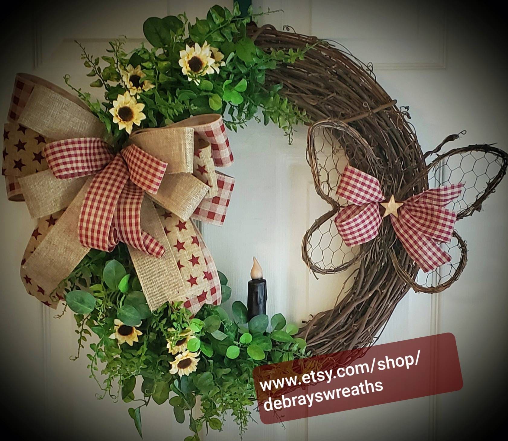 Country flower Grapevine Wreath