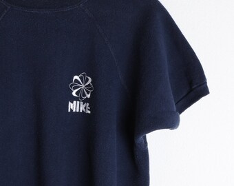 Vintage 70s Nike Pinwheel Embroidered Navy Blue Crewneck Sweatshirt - Size Small