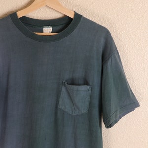 Vintage 1960s JC Penney Towncraft All Cotton Teal Pocket T Shirt