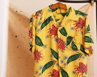 Camisa Hawaiana Vintage 40s 50s Rayón Mediana