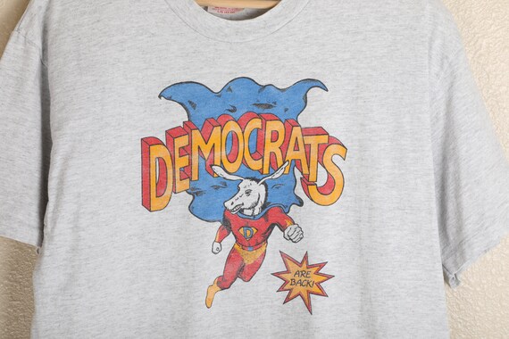 Vintage 90s Superman Democrats Comic T-Shirt - Sl… - image 2