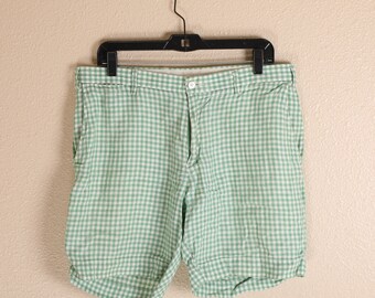 Polo Ralph Lauren Chino Shorts Green Gingham Plaid 32" Cintura
