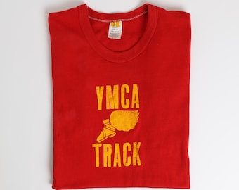 Vintage 1960s Russell Southern Winged Foot YMCA Track T-Shirt - M/L