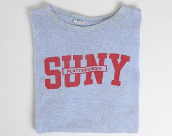 Vintage 70s Champion SUNY Plattsburgh Heavyweight T-Shirt - Grande