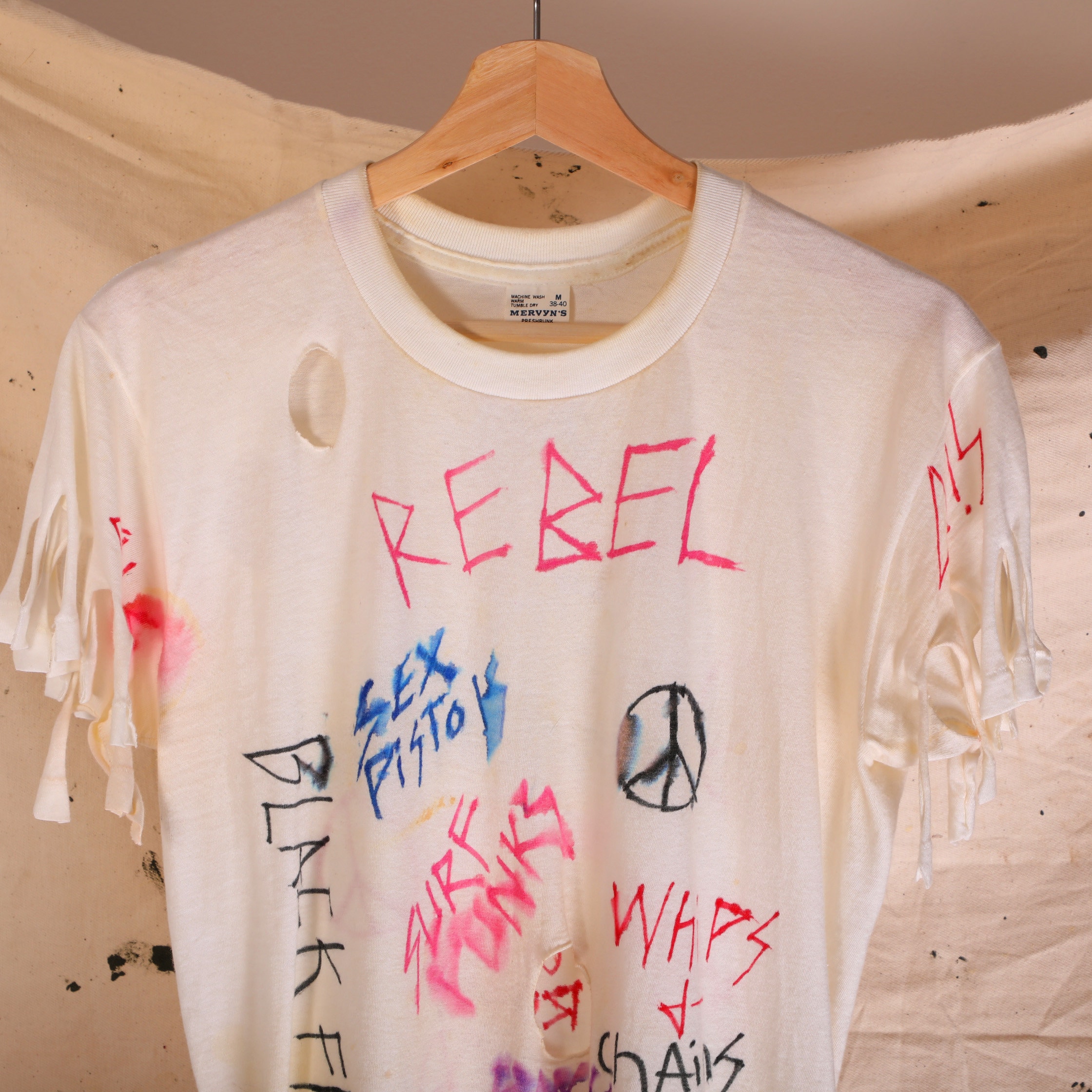 Vintage 80s Handwritten Punk T Shirt Black Flag Sex Pistols Surf