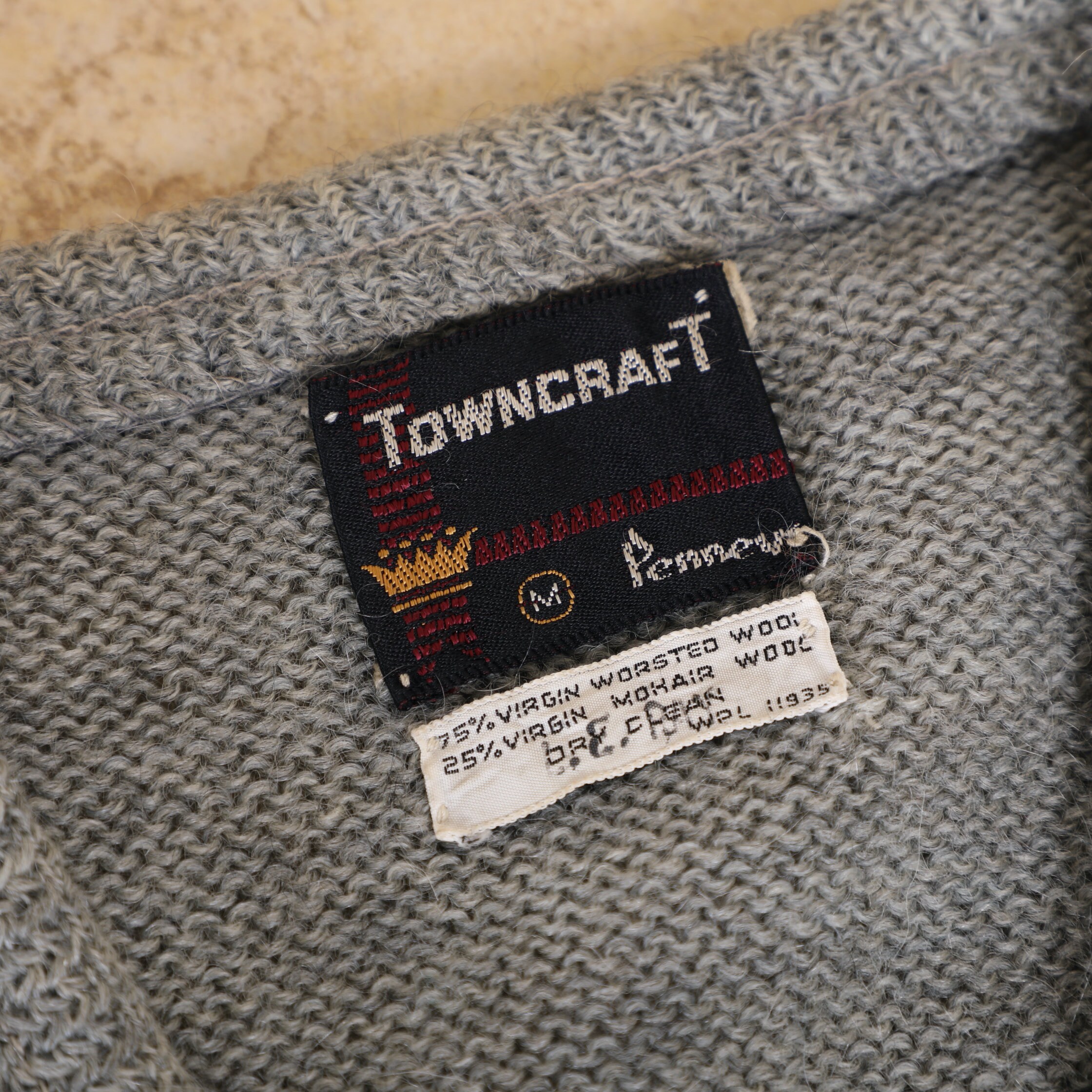 Vintage 60s Penney's Towncraft Shaggy Mohair Cardigan Sweater Gray
