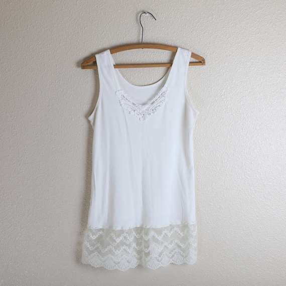 Vintage Sears White Lace Trim Top 100% Cotton Boh… - image 1