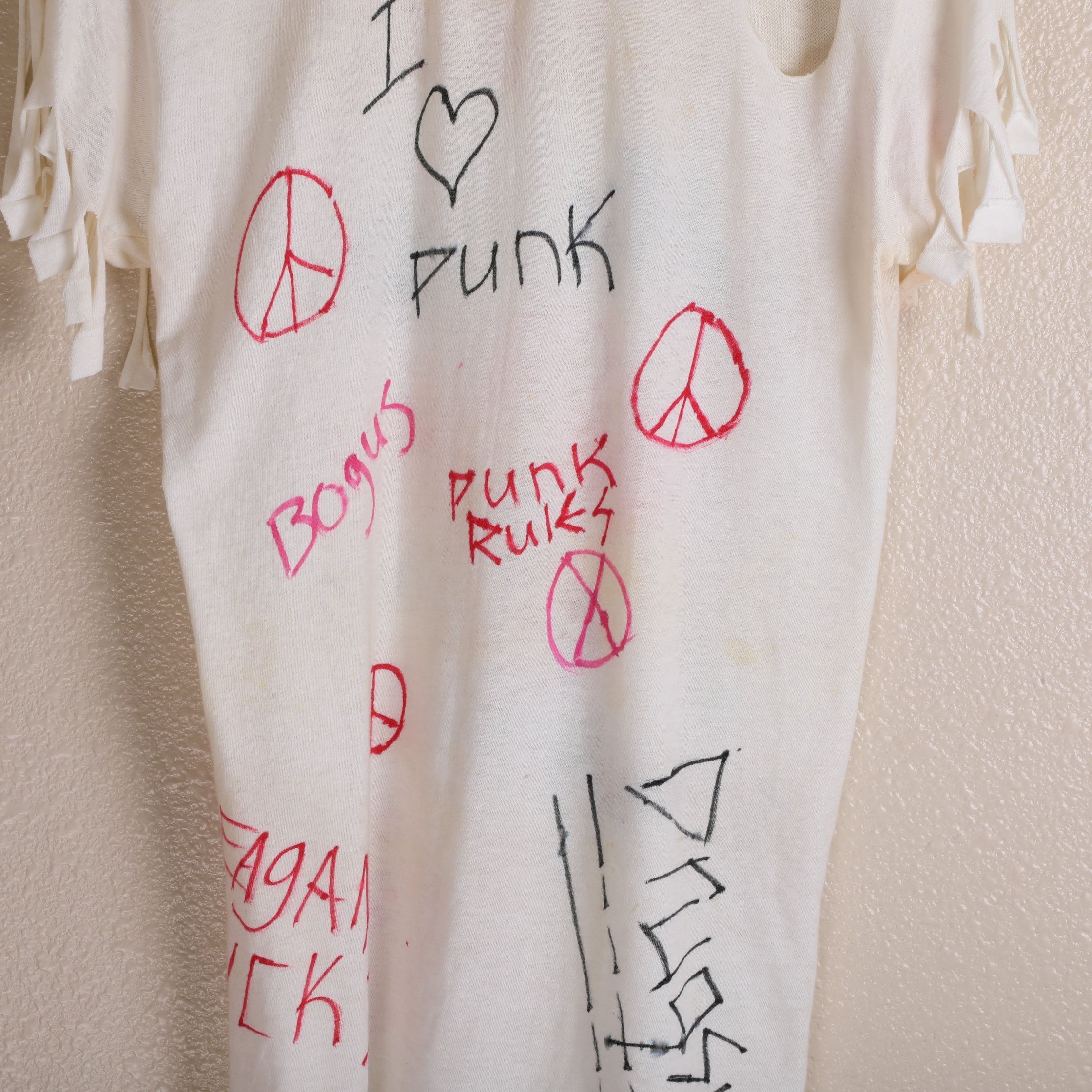 Vintage 80s Handwritten Punk T Shirt Black Flag Sex Pistols Surf