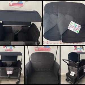 Solid BLACK Cotton Seat Covers and Accessories for WonderFold, Keenz, Famileasy, RaibowBaby, Jeep, Veer Wagon|Made to Order|